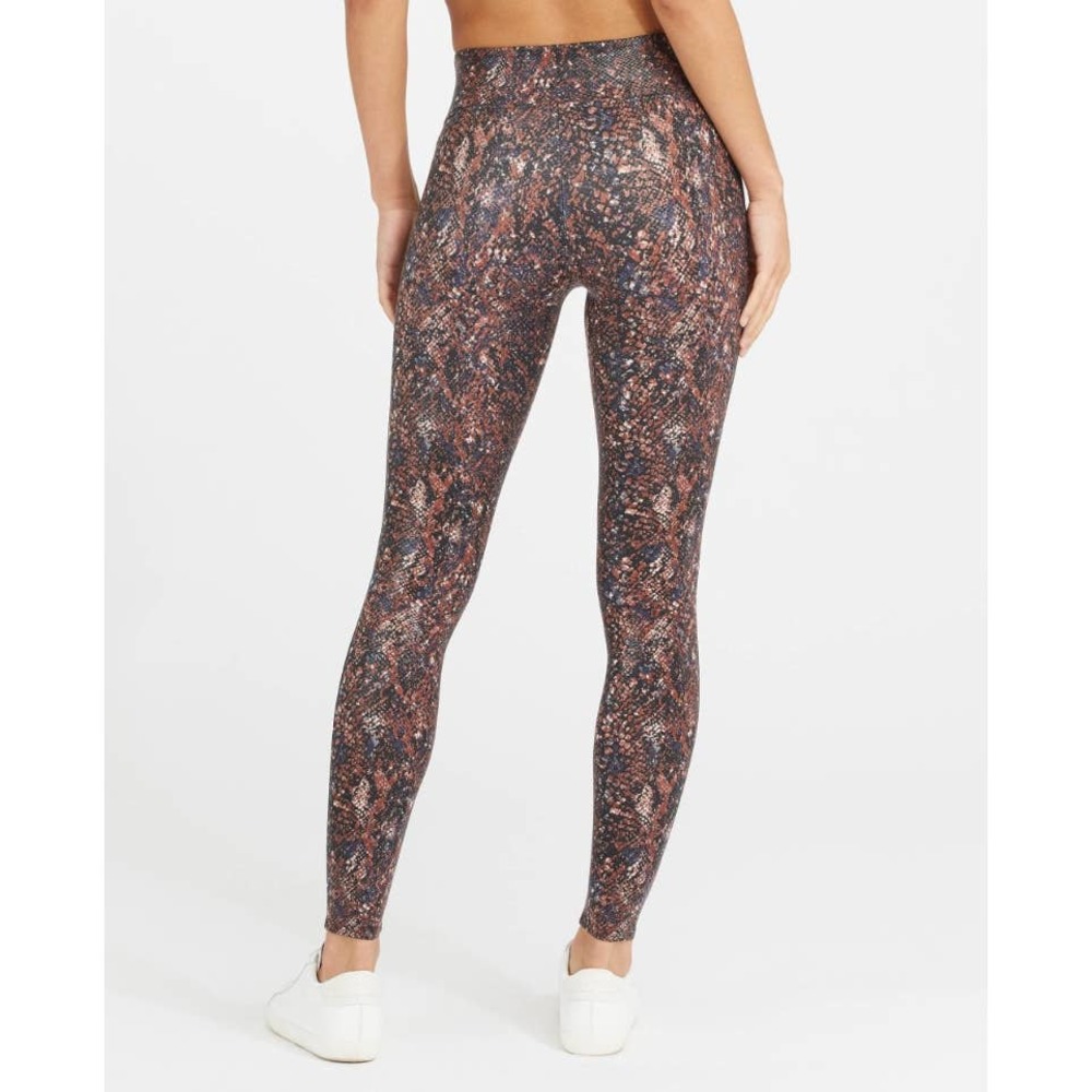 NWT SPANX Faux Leather Snake Print Leggings in Mocha Snake Size S High Waisted - Picture 6 of 8